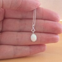 BOXED GIFT SET/925 White Opal Pendant & 18 inch Silver Chain/Sterling Silver Opal Necklace/Opal Jewellery/Opal Jewelry/ U.K - Thumbnail 3