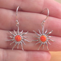 BOXED GIFT SET/Sterling Silver Fire Opal Sun Pendant & Chain/Opal Necklace/Opal Jewellery/Opal Jewelry/Sun Necklace/Gemstone Necklace/UK - Thumbnail 6