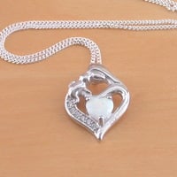 Sterling Silver Opal Mother & Baby Pendant & Chain/Opal Necklace/Opal Jewellery/Opal Jewelry/Mother Necklace/Baby Necklace/First Born Gift - Thumbnail 7