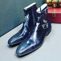 Crafted Leather Classic Black Leather Buckle Strap Jodhpur Boots  - Thumbnail 1