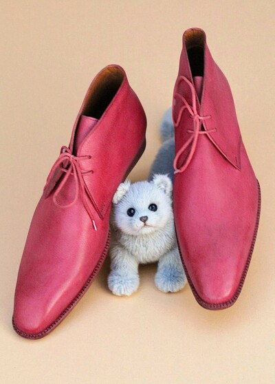 Crafted Leather Classic Pink Leather Chukka Dress Boot