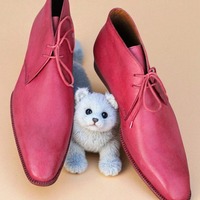 Crafted Leather Classic Pink Leather Chukka Dress Boot - Thumbnail 1