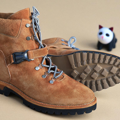 Crafted leather classic men brown suede leather vibram sole ankle dress boot