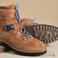 Crafted Leather Classic Men Brown Suede Leather Vibram Sole Ankle Dress Boot - Thumbnail 3
