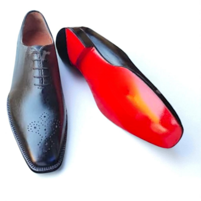 Crafted leather men black leather lace up oxford dress shoes - Thumbnail 3