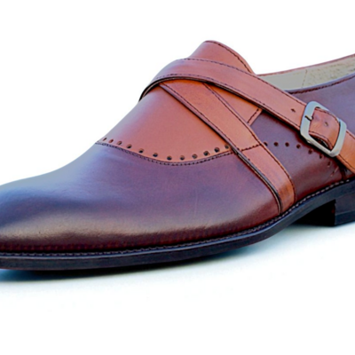 Crafted leather classic brown leather monk strap dress shoes - Thumbnail 3