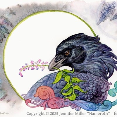 "memories and dreams" crow original - watercolor painting