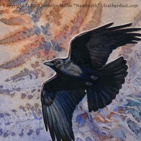 "Crow and Rising Fern" #1 Original - Watercolor Painting - Thumbnail 1