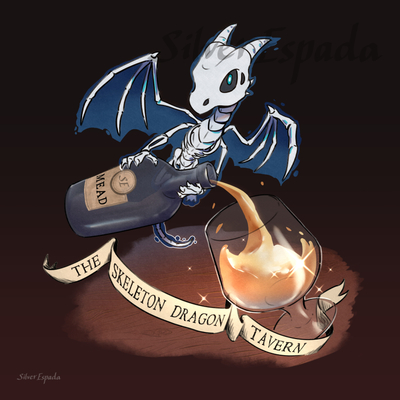 The Skeleton Dragon Tavern 8"x8" Medium Print