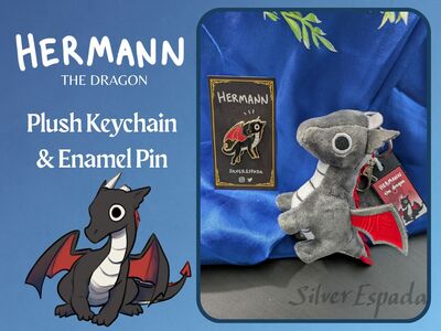Hermann the Dragon - Plush Keychain & Enamel pin