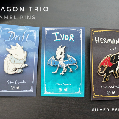 Dragon trio - set of 3 enamel pins