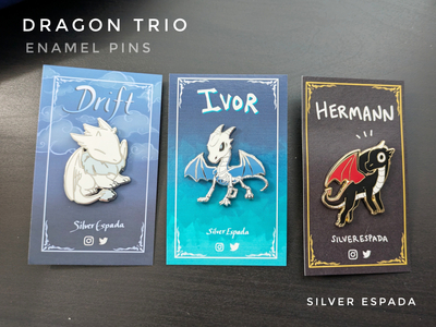 Dragon Trio - Set of 3 Enamel Pins