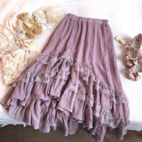  Vintage Ruffle  High Waist A-Line Skirt  - Thumbnail 2