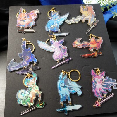 Eeveelution swords acrylic keychains