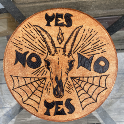 Goat skull handmade wooden pendulum board