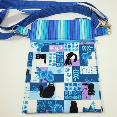 Black cat patchwork crossbody bag