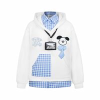 Sweet and cute fun embroidered fake two-piece sweatshirt jacket - Thumbnail 4
