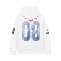 American retro distressed print hooded sweatshirt - Thumbnail 2
