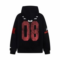 American retro distressed print hooded sweatshirt - Thumbnail 1