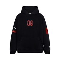 American retro distressed print hooded sweatshirt - Thumbnail 1