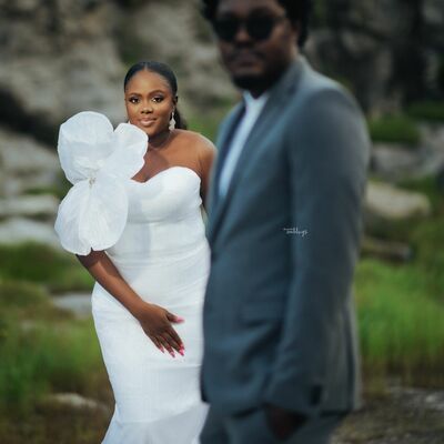 Elegant wedding dress, mermaid satin 3d handmade flower beach boho bridal dress bridal gown - Thumbnail 1