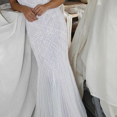 Elegant wedding dress, mermaid sequins lace bridal dress bridal gown