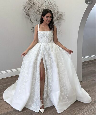 Elegant Wedding Dress, Ball Gown Side Slit Bridal Dress Bridal Gown