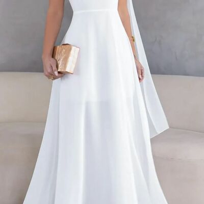 Elegant wedding dress, a line satin bridal dress bridal gown