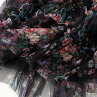 Vintage High Waist Boho Irregular Patchwork Floral Mesh Skirt - Thumbnail 7