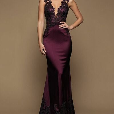 Elegant wine red burgundy mermaid lace mother of the bride/ groom dresses formal evening dress