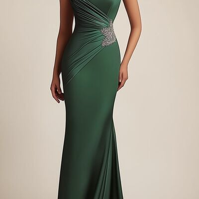 Elegant emerald green mermaid beading mother of the bride/ groom dresses formal evening dress
