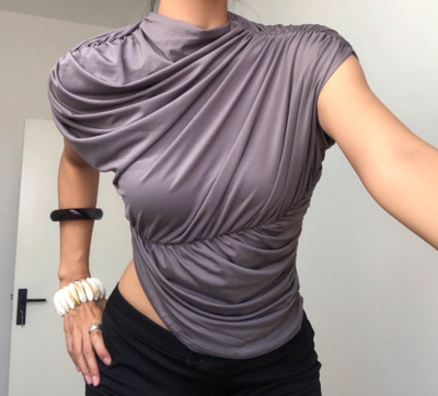 Solid color high collar casual vest T-shirt top