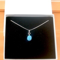 BOXED GIFT/925 Blue Opal Pendant & 18" Silver Chain/Blue Opal Necklace/Blue Opal Jewelry/Opal Jewellery/Opal Jewelery/October Birthstone/UK - Thumbnail 6
