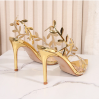 Elegant Women’s Golden Stiletto High-Heeled Sandals - Thumbnail 7