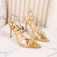 Elegant Women’s Golden Stiletto High-Heeled Sandals - Thumbnail 2
