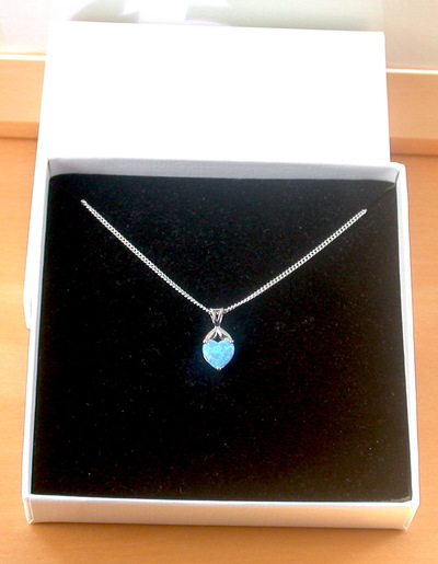 BOXED GIFT/Sterling Silver Blue Opal Heart Pendant & chain/Blue Opal Heart Necklace UK/Blue Opal Jewellery/Opal Jewelry/October Birthstone