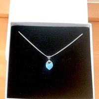 BOXED GIFT/Sterling Silver Blue Opal Heart Pendant & chain/Blue Opal Heart Necklace UK/Blue Opal Jewellery/Opal Jewelry/October Birthstone - Thumbnail 7