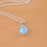 BOXED GIFT/Sterling Silver Blue Opal Heart Pendant & chain/Blue Opal Heart Necklace UK/Blue Opal Jewellery/Opal Jewelry/October Birthstone - Thumbnail 1