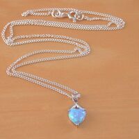 BOXED GIFT/Sterling Silver Blue Opal Heart Pendant & chain/Blue Opal Heart Necklace UK/Blue Opal Jewellery/Opal Jewelry/October Birthstone - Thumbnail 2