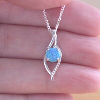 BOXED GIFT/Sterling Silver Blue Opal Pendant & 18" Silver Chain/Sterling Silver Blue Opal Necklace/Blue Opal Jewellery/Blue Opal Jewelry/UK - Thumbnail 3
