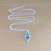 BOXED GIFT/Sterling Silver Blue Opal Pendant & 18" Silver Chain/Sterling Silver Blue Opal Necklace/Blue Opal Jewellery/Blue Opal Jewelry/UK - Thumbnail 2