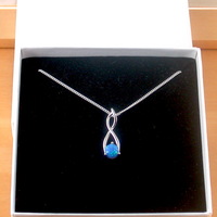BOXED GIFT/Sterling Silver Blue Opal Pendant & Chain/Blue Opal Necklace/Opal Jewellery/Opal Jewelry/October Birthstone/UK - Thumbnail 6