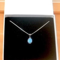 BOXED GIFT/Sterling Silver Blue Opal Pendant & Chain/Blue Opal Necklace/Opal Necklace/Opal Jewellery/Opal Jewelry/UK - Thumbnail 6