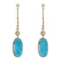 Elegant Crystal Dangle Silver & Gold Sky Blue CZ Drop Earrings - Thumbnail 1