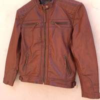 Crafted Leather Men's Motorcycle Brown Genuine Lambskin Leather Slim fit Biker jacket  - Thumbnail 1