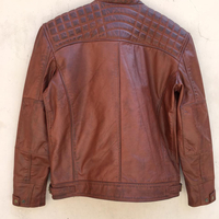 Crafted Leather Men's Motorcycle Brown Genuine Lambskin Leather Slim fit Biker jacket  - Thumbnail 2
