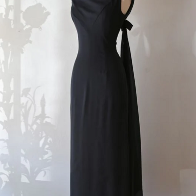 A line black evening dresses formal party dress - Thumbnail 2