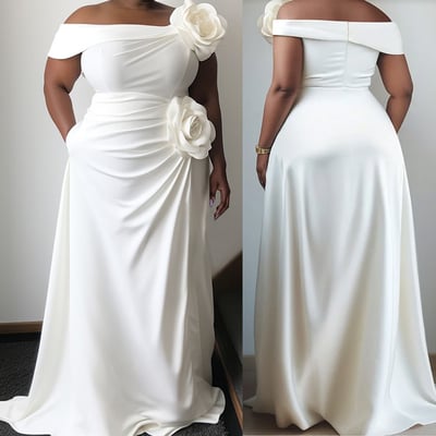 Plus size wedding asymmetrical collar with pockets