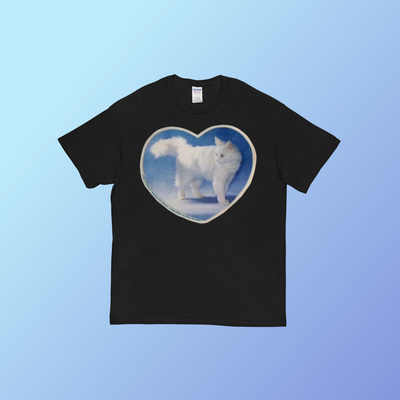 Vintage 70s i love cat t shirt black