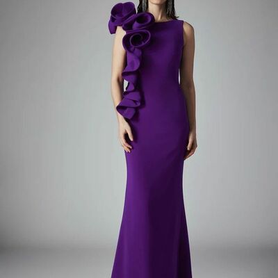 Purple mermaid satin prom dress evening formal gown